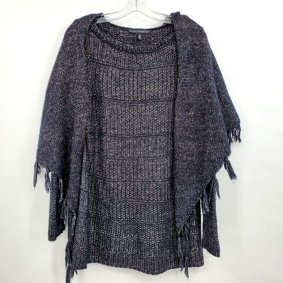 White House Black Market Gray Metallic Silver Sweater with a Scarf - Picture 1 of 9